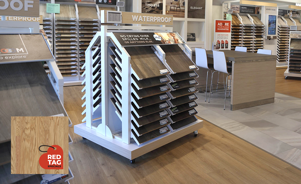 Beautiful waterproof flooring displays in showroom